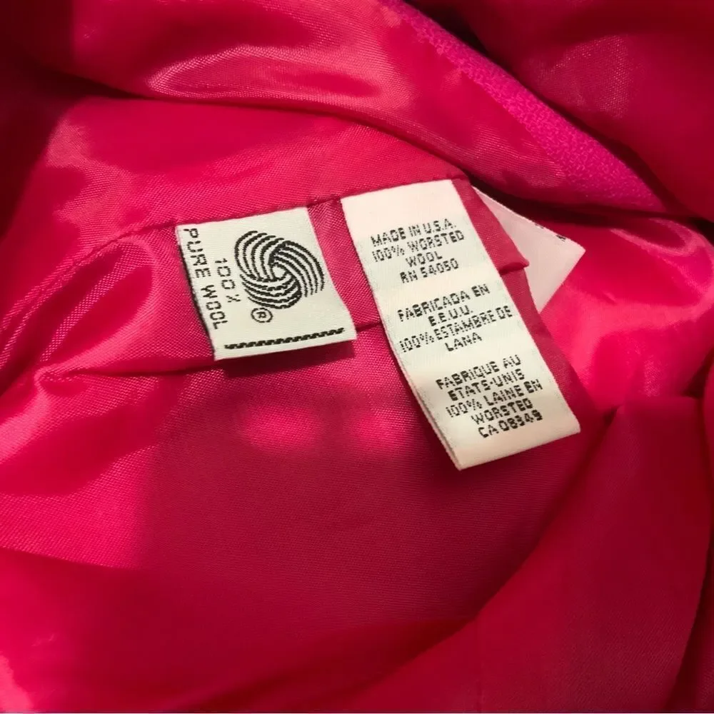 Christian DIOR Blazer Coat Vintage Designer USA 100% Pure Wool Size 6 Pink